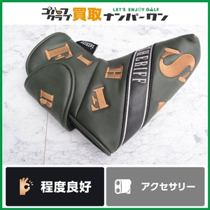 ★売切り★【程度良好 人気ブランド】シェリフ SHERIFF パター用ヘッドカバー カーキ ロゴアルファベット柄 ヘッドカバー パターカバー PT