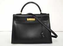 エルメス HERMES ハンドバッグ ケリー32 ブラック □C刻印 1999年製 レディース 2WAY ショルダーストラップ 箱付き 外縫い → 2402LK011_画像1