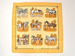 エルメス HERMES スカーフ LES ROBES 馬の毛色 シルク100% 42cm×42cm プチカレ 美品 2402LT122