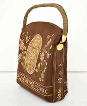 OKAJIMA 岡重 ハンドバッグ ブラウン系 レディース 絹100% 日本製 保存袋付き 2401LS418_画像3