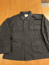 レアサイズxx-SHORT90sARMY BDU ジャケット リップストップ 米軍実物 357ブラック/ミリタリーUSA usn後付け_画像1