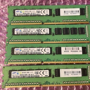 W049☆ SAMSUNG DDR3L PC3L-12800E-11-12-D1 ECC 4GB ×4計16GB Memory メモリー 動作確認済みです。の画像1