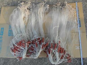 1枚網　3枚セット 中古品　刺網　魚網　高さ約80cm　角目1.5cmX1.5cm　※網1枚の長さが約28m※重さ約9.3kg　 船　船舶　D番