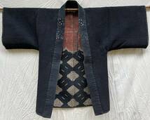 超絶 絶品 色味 抜群 逸品 刺し子 SASHIKO 火消し 印半纏 奈 総柄 藍染 当て布 INDIGO BLUE ジャパンヴィンテージ JAPAN VINTAGE 明治 大正_画像9