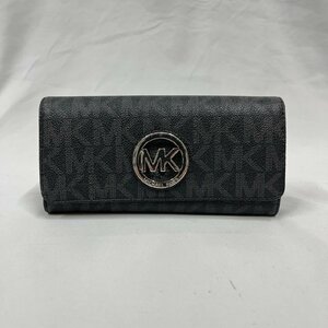 ▽▼マイケルコース MICHAEL KORS 長財布 二つ折り財布 シグネチャー 総柄 MK ロゴ ブラック系カラー×シルバー金具 レディース メンズ▼▽