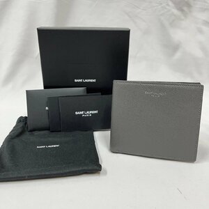 ▽▼サンローラン SAINT LAURENT 二つ折り財布 グレー系カラー レザー 小銭入れ付 ミニ ウォレット YSL メンズ 396303.0122▼▽