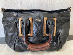 ●Chlo クロエ エテル レザー 2WAY クロスボディ ハンドバッグ トートバッグ ショルダー 斜め掛け ブラック系●