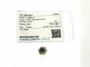 ☆FANCY DEEP GREEN BLUE 大粒上質ダイヤモンド１．０８８ct 絶品D０．１９ct SI1 最高級18金無垢ペンダントトップ