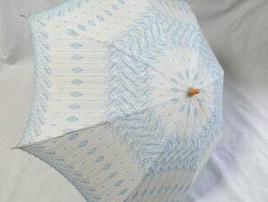 福祉バザー　三段折り畳み 日傘 布製 葉柄刺繍
