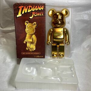 ベアブリック BE@RBRICK400% 中古品 インディージョーンズINDIANAJONES 黄金 ゴールド 投資投機ジャパニーズブランドフィギュア 金