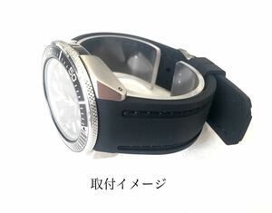 22mm wristwatch silicon rubber belt black × black stitch black [ correspondence ]SEIKO diver model SKX Samurai etc. Seiko 