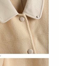 新品新作女性暖かい1ウールコートシンプルジャケットアウターイェローM_画像3