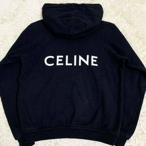 美品 セリーヌ 【現行モデル】 CELINE パーカー スウェット トレーナー トップス エディ期 バックロゴ ブラック 黒 サイズXS