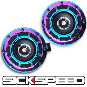 SICKSPEED ホーン ネオクローム JDM USDM シックスピード ラッパ スタンス 丸型 汎用 12V クラクション マルコホーン ベンツ