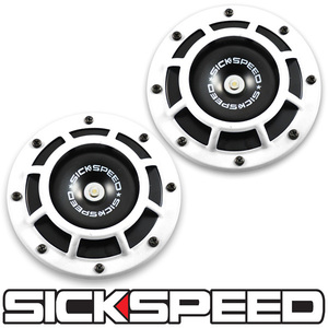 SICKSPEED ホーン ホワイト JDM USDM シックスピード ラッパ スタンス 丸型 汎用 12V クラクション 白