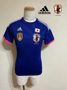 【美品】アディダス JFA サッカー 女子 日本代表 なでしこ ユニフォーム 2014 ホーム トップス FIFAチャンピオンパッチ サイズS 半袖 青