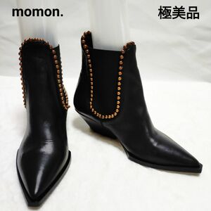 【極美品】momon.モモン サイドゴア ショートブーツ スタッズ 35 