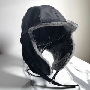 防寒 フライト キャップ 防水 小顔効果 ブラック パイロットキャップ 男女兼用 ニット帽 韓国 ファッション レディース メンズ