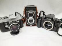 【中古】カメラ ジャンク おまとめ フィルムカメラ 10台 ストロボ 2本 三脚 １本 おまけ 付／CANON OLYMPUS YASHICA 他 アンティーク ★R★_画像2