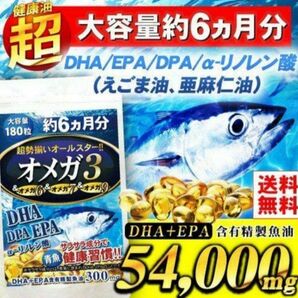 オメガ3 DHA EPA DPA えごま油 亜麻仁油 サプリ 大容量 6ヶ月分