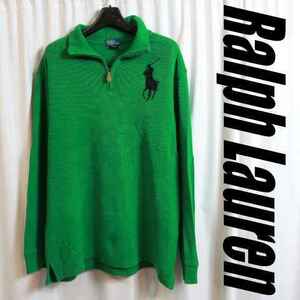 ラルフローレン ポロ Ralph Lauren POLO ビッグポニー！ハーフジップニットセーター コットンセーター タートルネック 日本Ｍ程度 020306