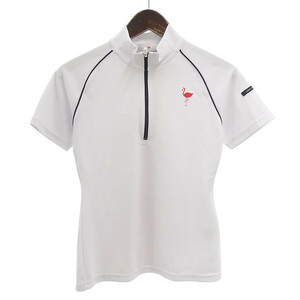 【特別価格】JUN AND ROPE GOLF HALF ZIP ゴルフ ハーフジップ 半袖 カットソー Tシャツ ホワイト レディースS