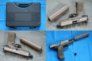 限定FNX45デラックス版 VFC Cybergun製 FN HERSTAL USA FNX-45 TACTICAL DX FDE GBBガスブローバック FNHリアル刻印 45ACPサプレッサー付き