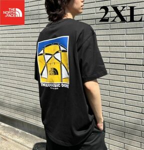 THE NORTH FACE ノースフェイス Tシャツ 半袖 綿 メンズ レディース 抗菌バックプリント 黒色/2XL K459D