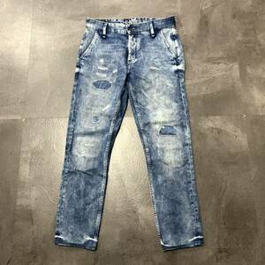 B ☆ 人気モデル!! 'ダメージリペア加工' DENHAM デンハム OSAKA DROP CARROT FIT ウォッシュ デニムパンツ ジーンズ size:29 ボトムス