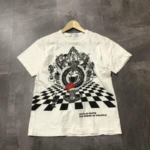 D ☆ 高級ラグジュアリー服 '日本製' COMME des GARCONS SHIRT コムデギャルソン × NICOLAS BUFFE 半袖 デザイン Tシャツ size:L トップス