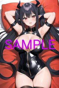 オリジナル 同人 ポスター アニメ イラスト 美少女　セクシー a4サイズ　アートポスター　ai 黒髪　コスプレ 巨乳 ツインテール　悪魔