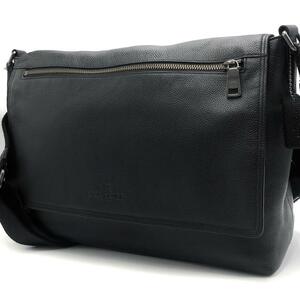 １円～【極美品】COACH コーチ ショルダーバッグ サリバン メッセンジャー ブラック レザー A4 PC 通勤 ビジネスバッグ メンズ 