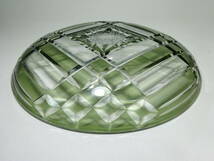 京都８★ 切子 硝子 ガラス 皿 大皿 緑 箱付き 直径27cm_画像8