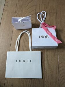 Dior 紙袋 ディオール ショップ袋 手提げ袋 クリスチャンディオール　THREEショップ袋