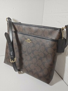 【美品/保管品】COACH コーチ ショルダーバッグ F29210 PVC シグネチャー　ダークブラウン系　レディース