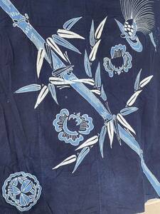 【カスリ放出】(353)　約142×127　古布　藍染　リメイク　素材　パッチワーク　ボロ　かすり　絣　希少　うぶだし　珍品　