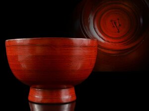 【雲】某名家収蔵品 秀逸作 角偉三郎 朱椀 茶道具 直径13.5cm 古美術品 BA6988 PTDvtren