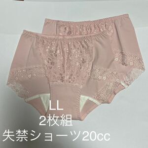 2枚組 LL 尿漏れパンツ 20cc 失禁ショーツ 軽失禁 ピンク　テイジン レース 安心ショーツ 女性用 失禁パンツ レディース 婦人　♪