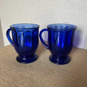 グラス2個セット コバルトブルー / Glasses Cobalt blue Vintage