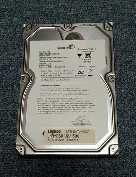 ユーズード　★美品★　Logitec 1.5TB SATA HDD　LHR-DS01U2/1500