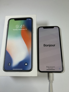 SK18-198-Apple iPhoneMQC22J/A iPhoneX silver 256GB 通電動作ok