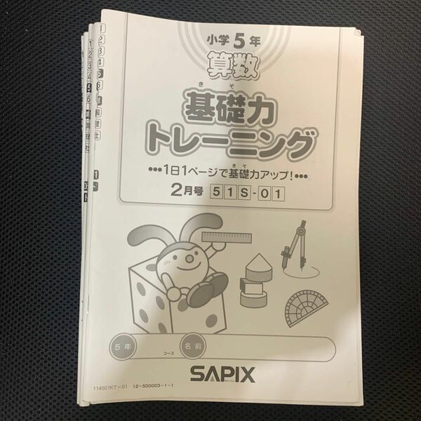SAPIX サピックス 算数5年　2014 基礎力トレーニング　鉛筆書き込みあり