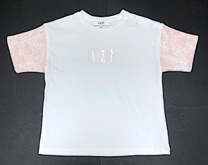 二点落札で送料無料！ 2A48【ほぼ未使用】baby Dior ベビーディオール 23SS チュールスパンコールTシャツ 半袖トップス サイズ24/2才 春夏