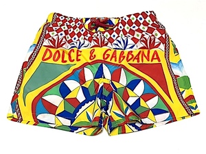  two point successful bid free shipping! 2A48 complete sale goods![ unused ] Dolce & Gabbana Kids boys Carretto Logo swimming shorts multicolor swimsuit 