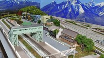 【SAZAN】鉄道ジオラマレイアウト複線※150x65cm 昭和の街並み(Ｗクロスポイント&4線ヤード)同梱不可★D_画像6