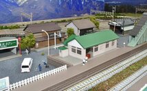 【SAZAN】鉄道ジオラマレイアウト複線※150x65cm 昭和の街並み(Ｗクロスポイント&4線ヤード)同梱不可★E_画像9