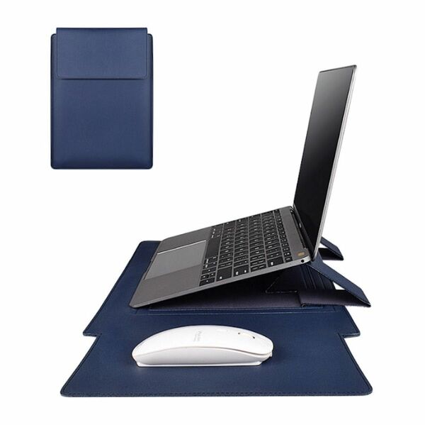 Apple 多機能 レザースリーブ ノートブック MacBook ライナーバッグ ブルー