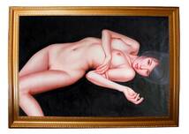 油絵　裸婦画　『誘惑』　M30号　美女　美人　ヌード_画像1