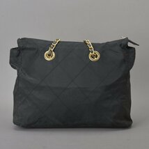 1円 PRADA プラダ チェーン ショルダーバッグ ナイロン ブラック ゴールド金具 B1239 三角プレート ステッチ キルティング 鞄 Mb.g_画像4