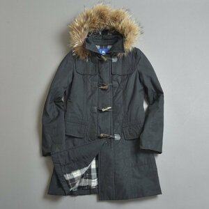 BURBERRY Burberry check duffle coat jumper 38 M cotton black fur hood jacket outer spring autumn three . association clothes Mk.c/k.h